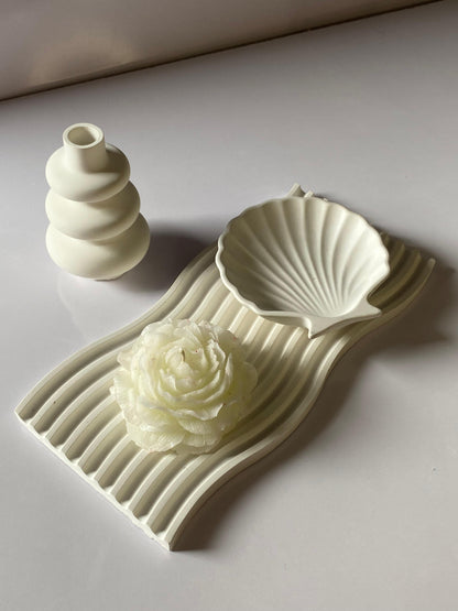 Set of 4 - Wave Tray, Peony candle, Stack Vase & Sea Shell Tray